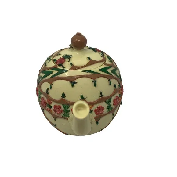 Vintage Nini Japan Hand Painted Teapot Trinket Box Floral Staffordshire Style - Picture 3 of 11